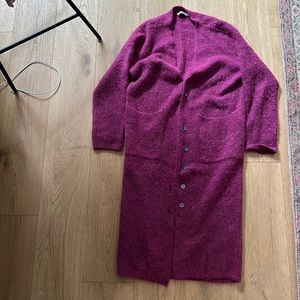Zara S purple Wool & alpaca full length cardigan / duster